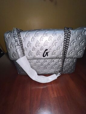 Glamaholic Large Monogram Flap Platinum Shoulder Bag NWT Sold Out